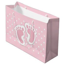 Niedlich Pink Baby Girl Footprint Große Geschenktüte