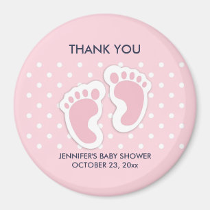 Niedlich Pink baby Girl Footprints Baby Dusche Magnet