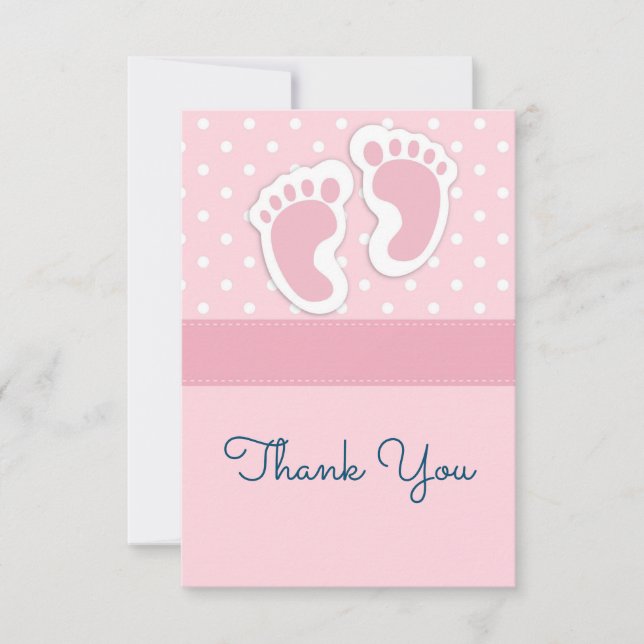 Niedlich Pink baby Girl Footprints - Danke (Vorderseite)