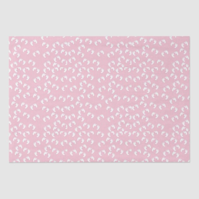 Niedlich Pink Baby Girl FootPrints Kinderdusche Seidenpapier (Vorderseite)