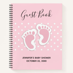 Niedlich Pink Baby Girl Footprints Showbuch Notizbuch