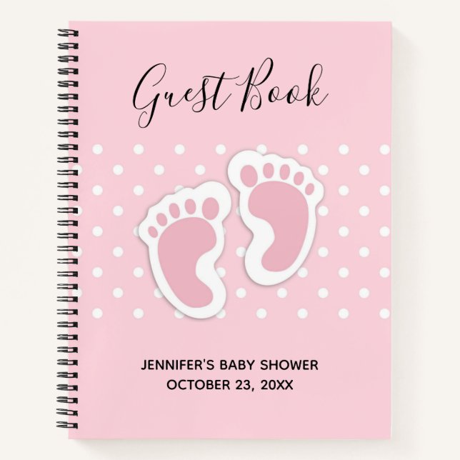 Niedlich Pink Baby Girl Footprints Showbuch Notizbuch (Vorderseite)