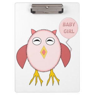 Niedlich Pink Baby Girl Owl Clipboard Klemmbrett