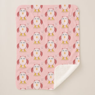 Niedlich Pink Baby Girl Owl Custom Sherpa Sherpadecke