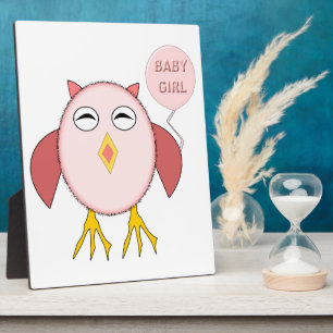 Niedlich Pink Baby Girl Owl Plaque Fotoplatte
