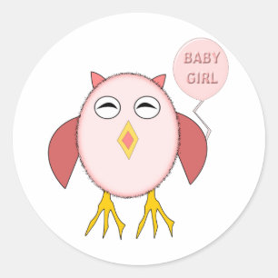Niedlich Pink Baby Girl Owl Stickers