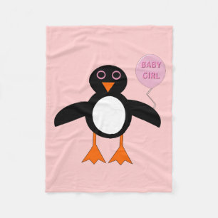 Niedlich Pink Baby Girl Pinguin Fleece Blanket