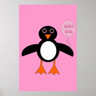 Niedlich Pink Baby Girl Pinguin Poster