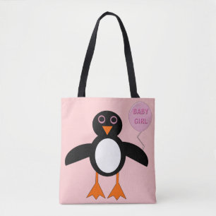 Niedlich Pink Baby Girl Pinguin Tote Bag