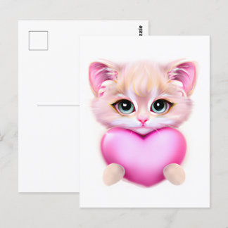 Niedlich Pink Baby Kitten Postkarte