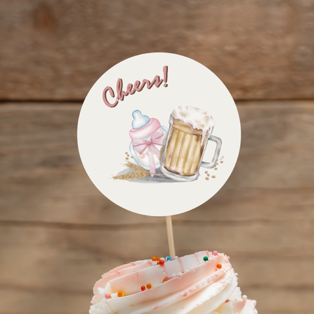 Niedlich Pink Baby Milch Flasche Bier Windeln Part Runder Aufkleber (Cute Pink Baby Milk Bottle Beer Diaper Party Classic Round Sticker)