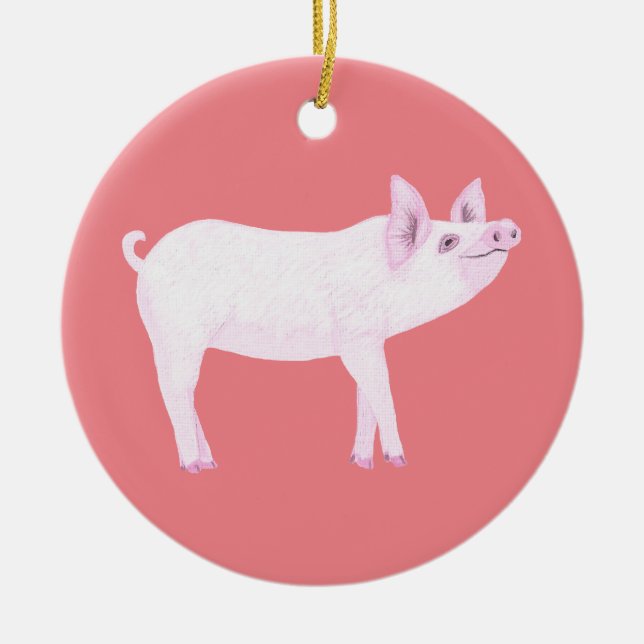 Niedlich Pink Baby Pig Ornamente (Vorne)