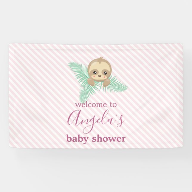 Niedlich Pink Baby Sloth Es ist eine Girl Baby Dus Banner (Horizontal)