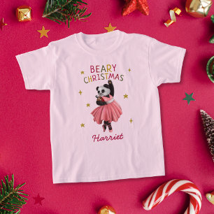 Niedlich Pink Ballet Dance Panda Weihnachten T-Shirt