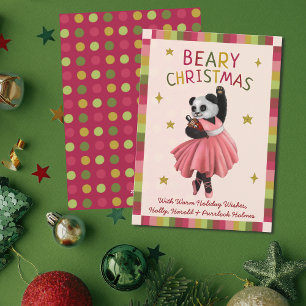 Niedlich Pink Beary Weihnachtsballett Tanz Panda Feiertagskarte