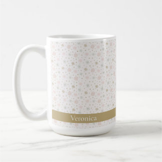Niedlich Pink & Beige Snowflake Muster Weihnachtsn Kaffeetasse