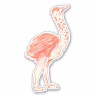 Niedlich Pink Bird Artistic Baby Ostrich Aufkleber