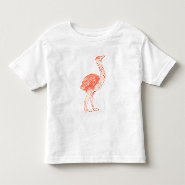 Niedlich Pink Bird Artistic Baby Ostrich Kleinkind T-shirt (Vorderseite)