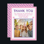 Niedlich Pink Birthday Foto Dankeskarte<br><div class="desc">Niedliches Rosa Geburtstagsgeschenk Foto Dankeschön Karte. Ein niedliche Geburtstag danke Ihnen Karte für Ihre Freunde und Familie. Laden Sie Ihr Foto hoch und personalisieren Sie die Karte mit Ihrem Namen und Text. Großartig wie danke Karte für Mädchen.</div>