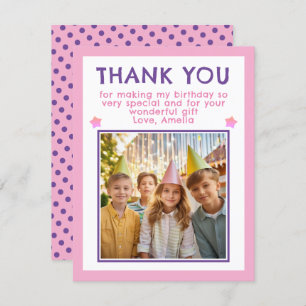 Niedlich Pink Birthday Foto Dankeskarte