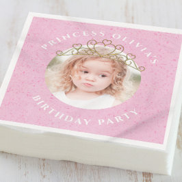 Niedlich Pink Birthday Girl Foto Princess Serviette