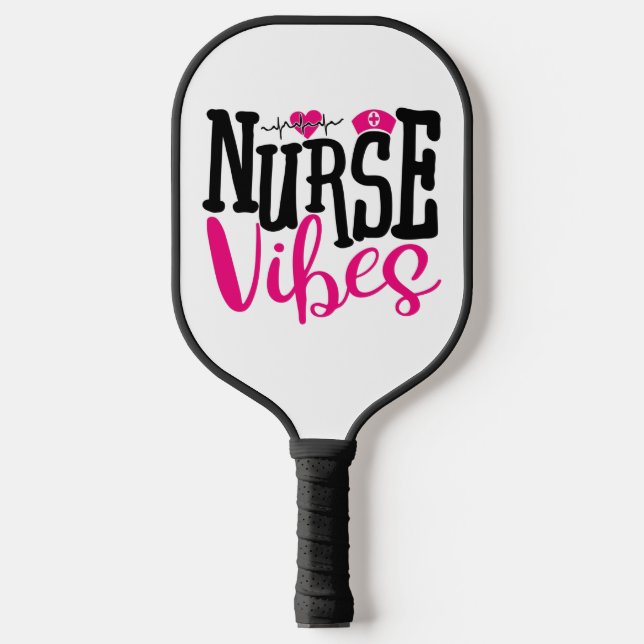 Niedlich Pink Black Nurse Vibes Medical Beruflich Pickleball Schläger (Vorderseite)