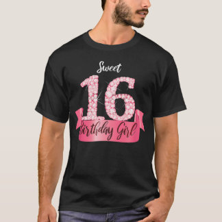 Niedlich Pink Black Sweet 16 I 16th Birthday Idea. T-Shirt