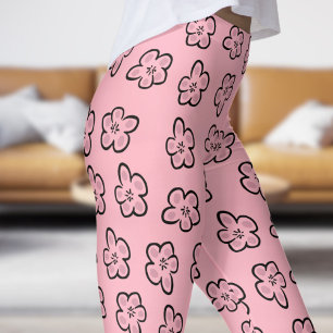 Niedlich Pink Blossom Floral Patten Leggings