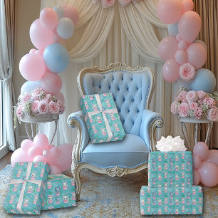 Niedlich Pink Blue Baby Kitts Geschenkpapier