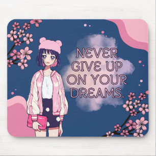 Niedlich Pink Blue Kawaii Anime Cherry Blossom Gir Mousepad