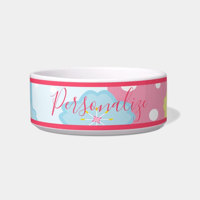 Niedlich Pink Blue Pastel Design Personalisierte H Napf (Vorderseite)