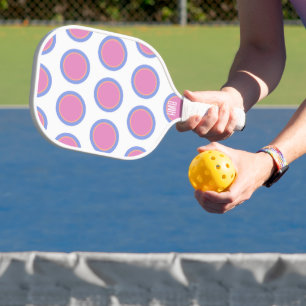 Niedlich Pink Blue und Orange Polka Dot Personalis Pickleball Schläger