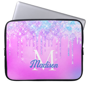 Niedlich Pink blue Unicorn Rainbow Glitzer Tropfen Laptopschutzhülle