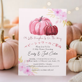 Niedlich Pink Blume Kleine Pumpkins Kindermädchend Einladung