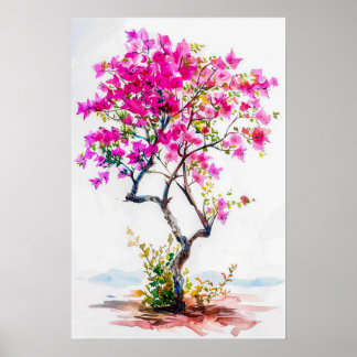 Niedlich Pink Bougainvillea Tree Poster