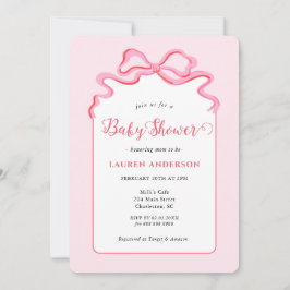 Niedlich Pink Bow Baby Shower Einladung