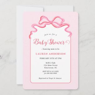 Niedlich Pink Bow Baby Shower Einladung