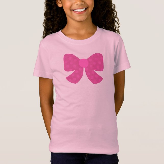 Niedlich Pink Bow Girls T Shirt (Vorderseite)