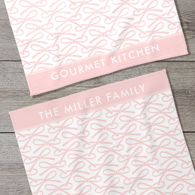 Niedlich Pink Bow Personalisierter Name Küchentüch Geschirrtuch (Von Creator hochgeladen)