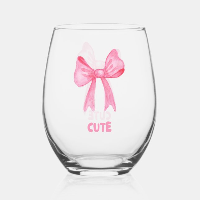 "NIEDLICH" Pink Bow Trinkbehälter Set. Kann Glass Weinglas Ohne Stiel (Vorderseite)