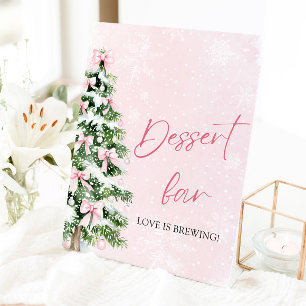 Niedlich Pink Bows Weihnachtsbaum Dessert Bar Sign Sockelschild