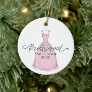 Niedlich Pink Bridesmaid Whimsical Wedgown Keramik Ornament