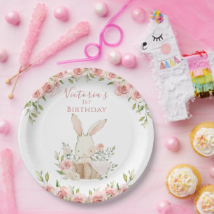 Niedlich Pink Bunny 1 Ein erster Geburtstag Pappteller