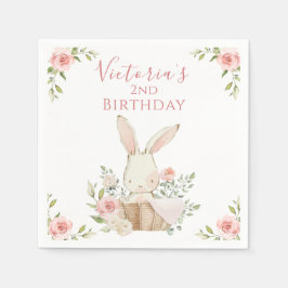 Niedlich Pink Bunny 2 Two Second Birday Serviette
