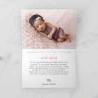 Niedlich Pink Bunny Birth Ankündigung Dankeschön K