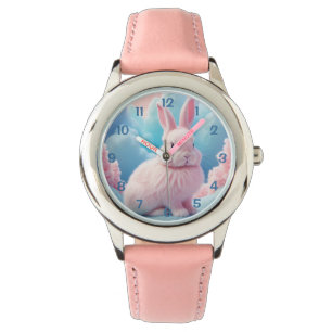 Niedlich Pink Bunny Cotton Candy Clouds Armbanduhr
