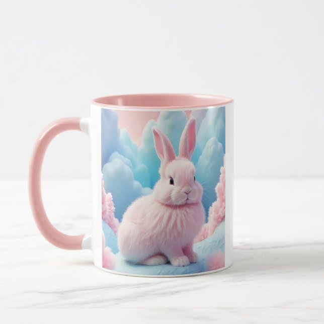 Niedlich Pink Bunny Cotton Candy Clouds Tasse (Links)