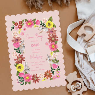 Niedlich Pink Bunny Girl Geburtstagsparty Einladun Einladung