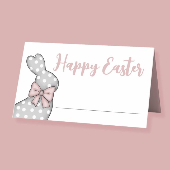 Niedlich Pink Bunny Happy Oster Platzkarte (Cute Pink Bunny Happy Easter Place Card)
