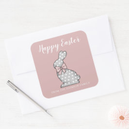 Niedlich Pink Bunny Happy Oster Quadratischer Aufkleber